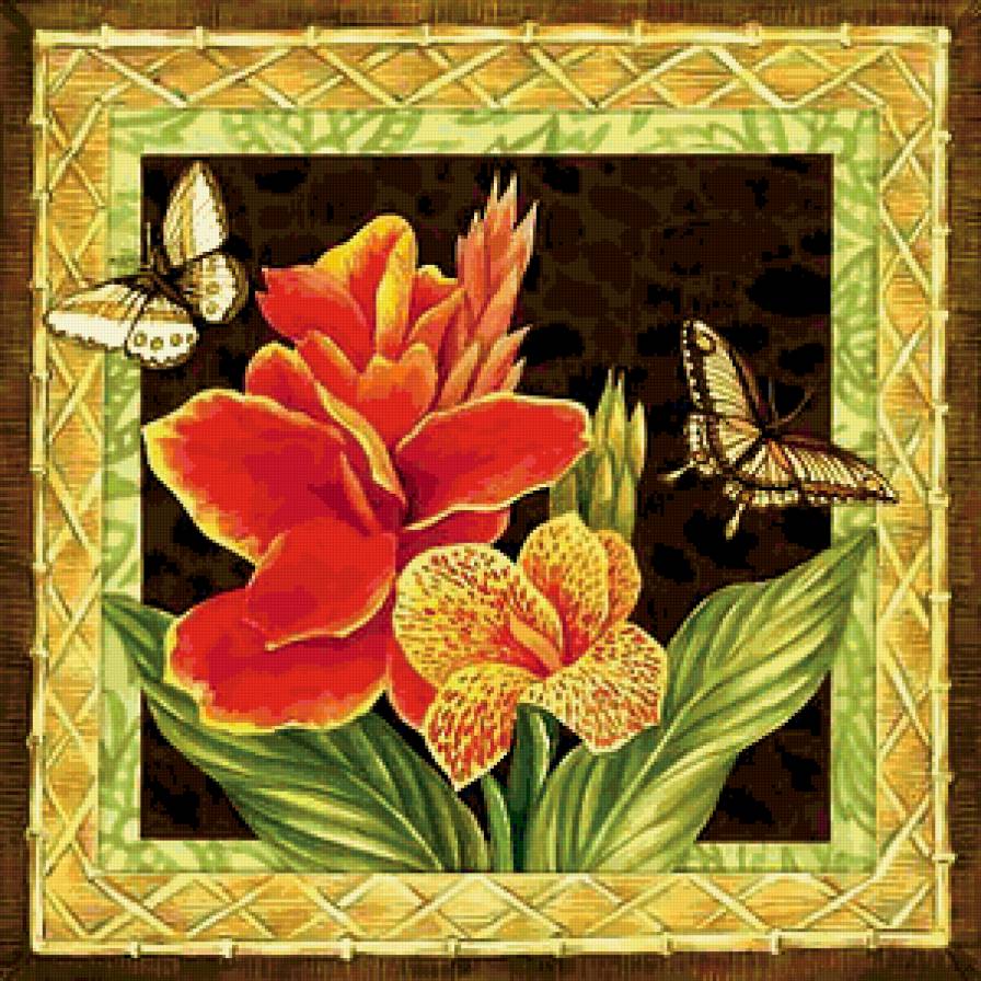 Цветочный мотив - цветы, подушка - предпросмотр