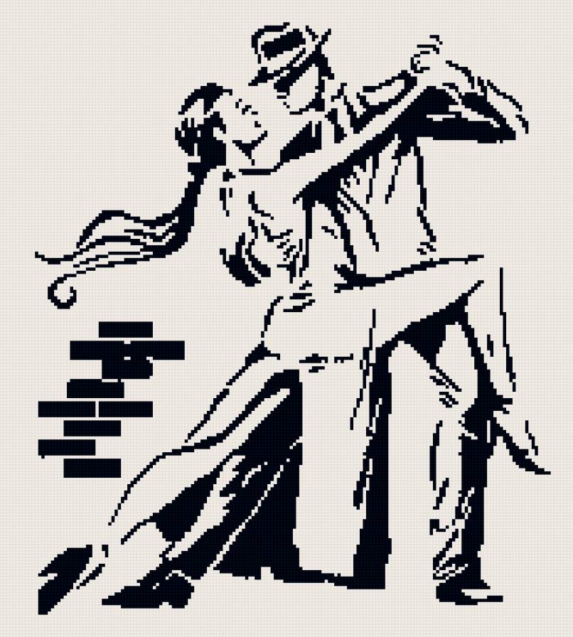 пара - женщина и мужчина, монохром, танго, люди - предпросмотр