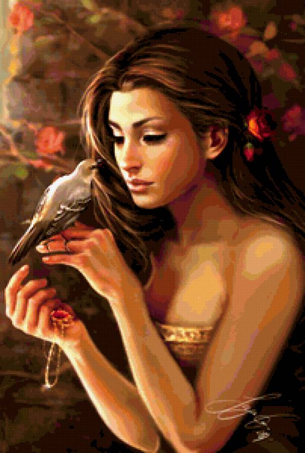 Девушка с птицей - люди, девушка - предпросмотр