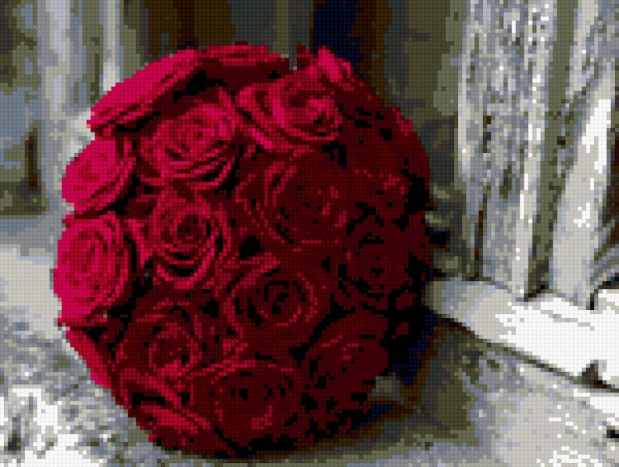 Букет алых роз - розы, свадебный букет, цветы - предпросмотр