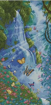 У водопада - водопад, бабочки - оригинал