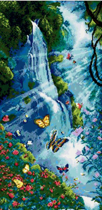 У водопада - бабочки, водопад - предпросмотр