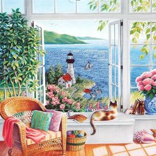 Схема вышивки «вид из окна»