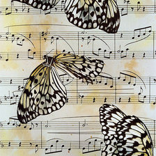 Оригинал схемы вышивки «бабочки и ноты» (№287338)