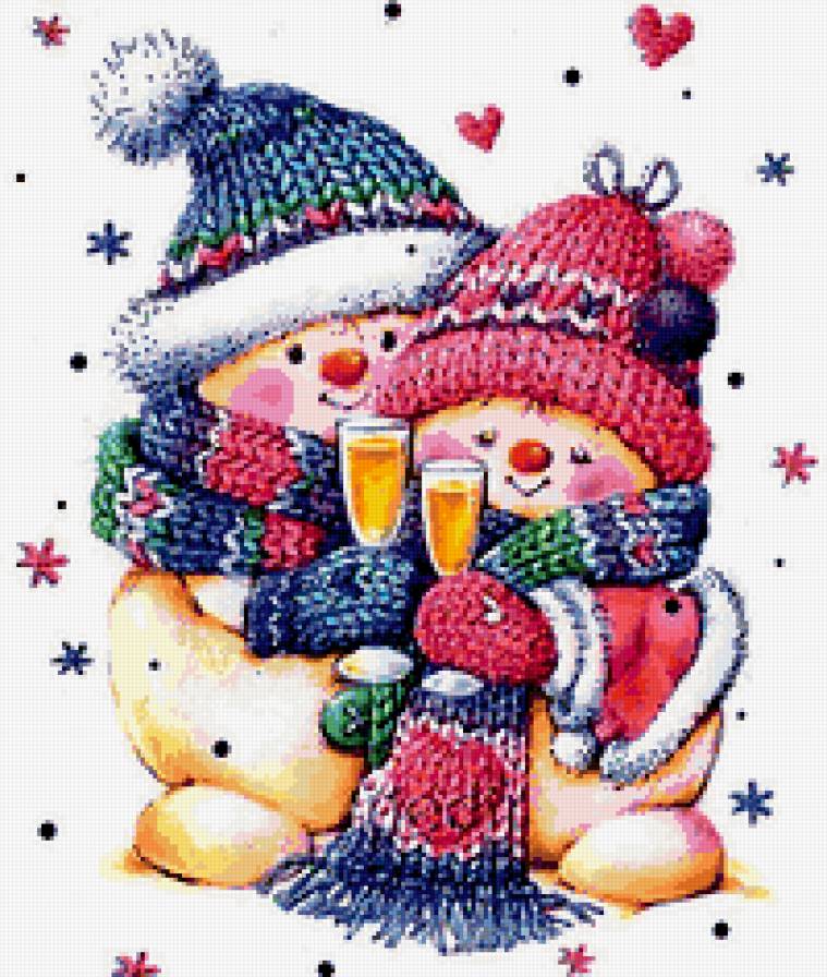 Забавные снеговички - новый год, снеговички, шампанское - предпросмотр