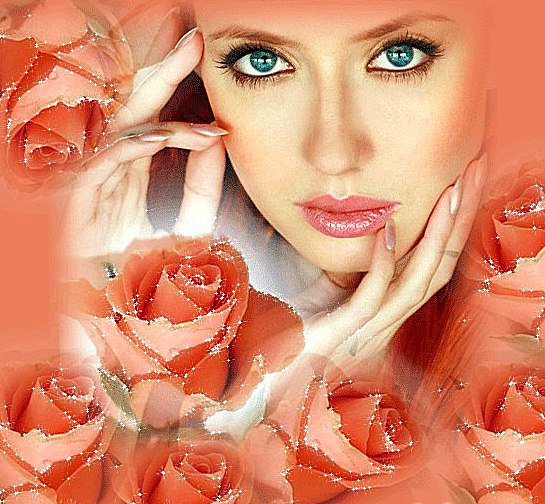 Розовый взгляд - девушка, розы, взгляд - оригинал