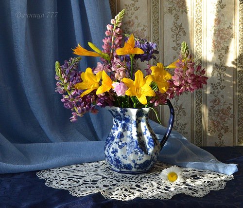 букет - букет, цветы, люпины, натюрморт - оригинал