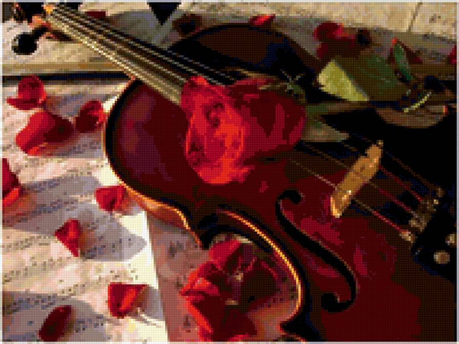 Роза - алая роза, роза, скрипка, красная роза, цветы - предпросмотр