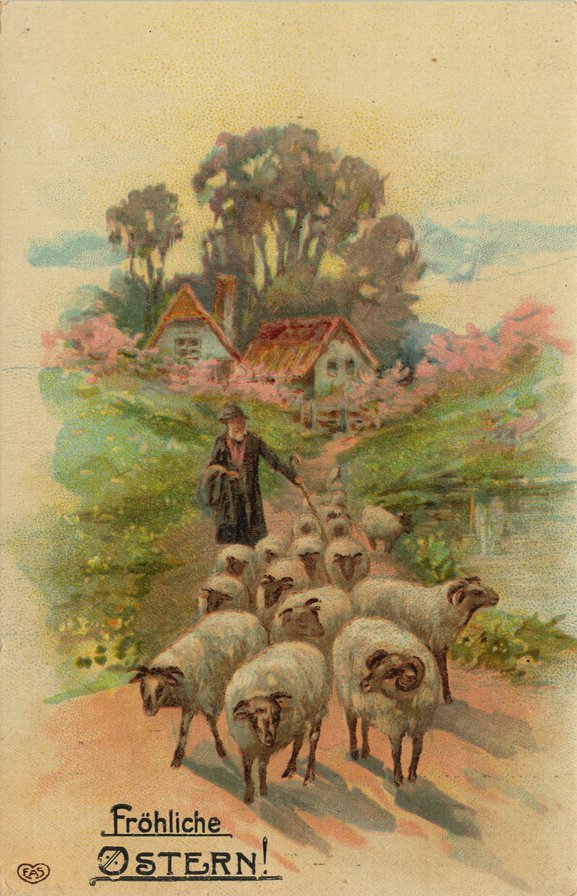 пастух - ретро открытки - оригинал