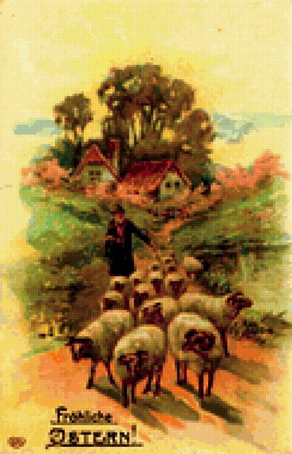 пастух - ретро открытки - предпросмотр