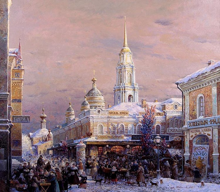 Масленица - городской пейзаж, зима - оригинал