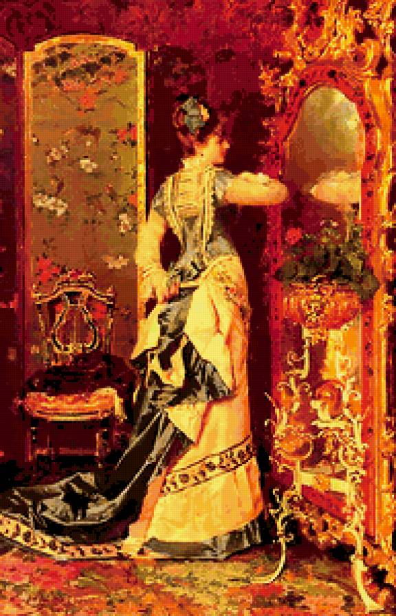 картина - зеркало, девушка - предпросмотр