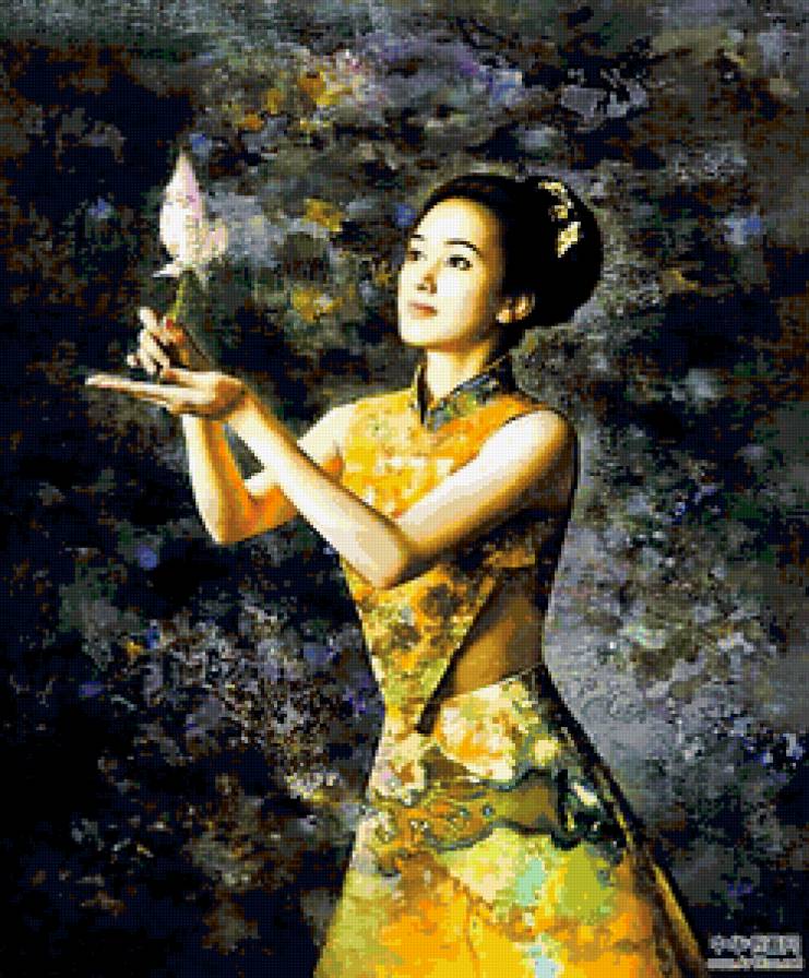 японка - лотос, девушка - предпросмотр