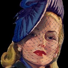 Оригинал схемы вышивки «Девушка в шляпке с вуалью» (№288980)