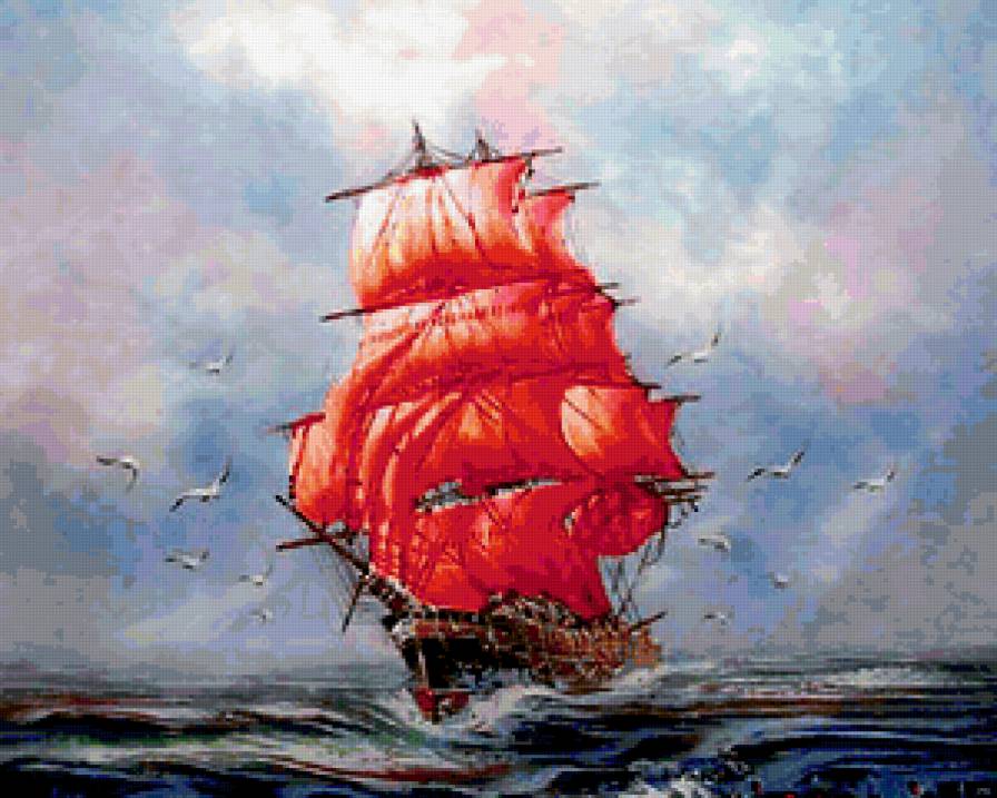 Алые паруса - алые паруса, корабль, море - предпросмотр