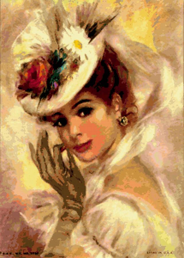 Девушка - девушка, девушка в шляпке, ретро - предпросмотр