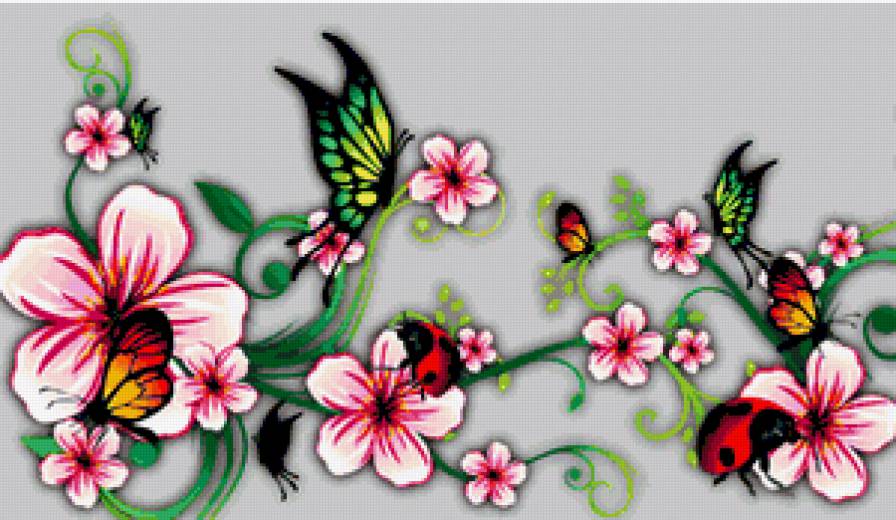 бабочки на цветах - предпросмотр