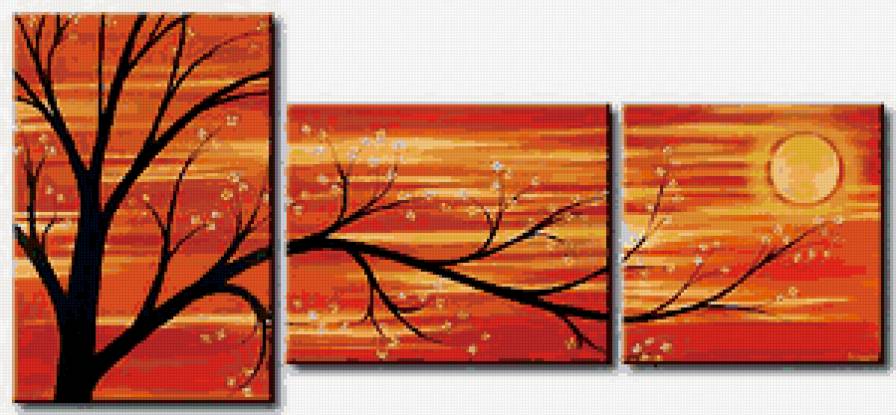 триптих - природа, триптих, абстракция - предпросмотр