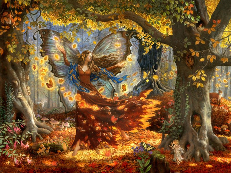Сказочная фея - крылья, фея, сказка, лес, девушка - оригинал
