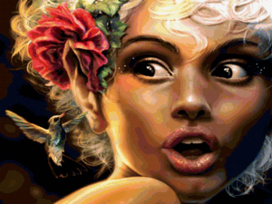 Девушка и колибри - птицы, сказка, девушка - предпросмотр