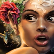 Схема вышивки «Девушка и колибри»