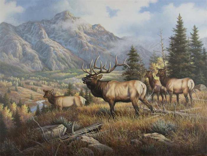 олени - пейзаж - оригинал