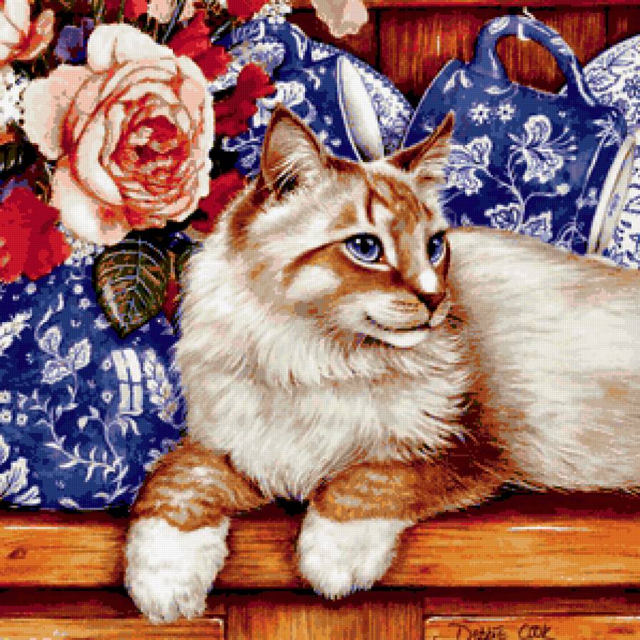 серия "Кошки" - кот, кошки, на кухню, котенок, цветы, натюрморт - предпросмотр