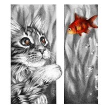 Оригинал схемы вышивки «Кот и рыбка» (№290097)
