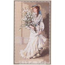 Оригинал схемы вышивки «дама с цветами» (№290335)