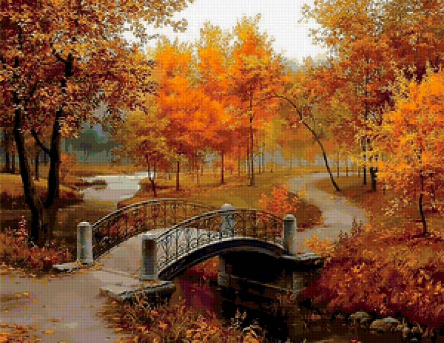 пейзаж - мостик, осень - предпросмотр