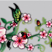 Оригинал схемы вышивки «бабочка цветы» (№290383)