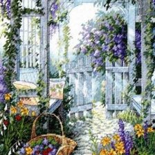 Схема вышивки «садовые ворота»