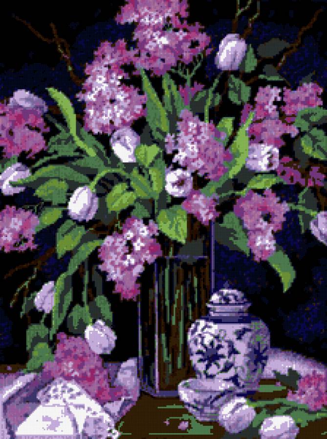 тюльпаны и сирень - цветы - предпросмотр