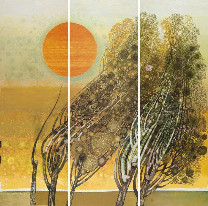 серия"триптих" - солнце, деревья, триптих - оригинал