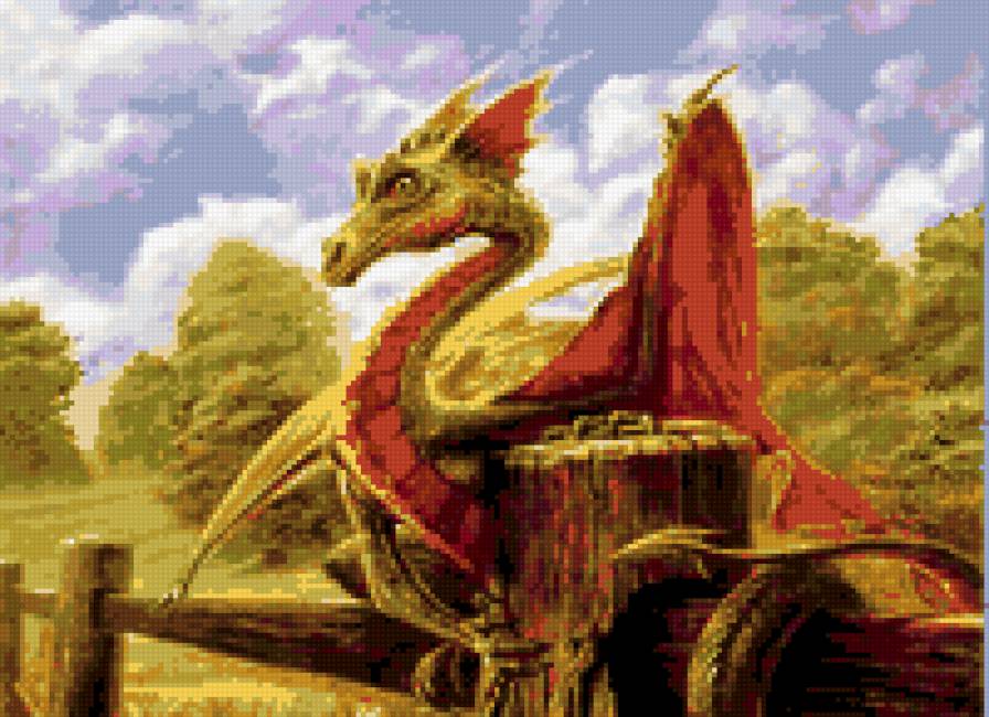 Дракон на заборе - дракон - предпросмотр