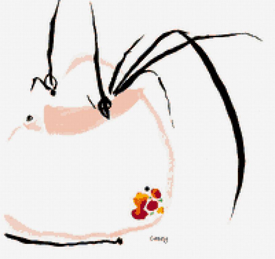 орхидеи в сумке - восток, орхидеи, современная живопись, японская акварель - предпросмотр