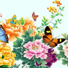 Схема вышивки «ЦВЕТЫ И БАБОЧКИ»