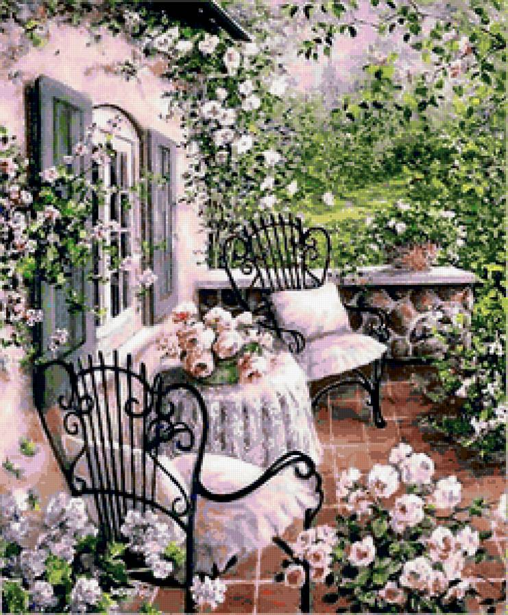 Отдых на террасе - природа, дом, пейзаж - предпросмотр