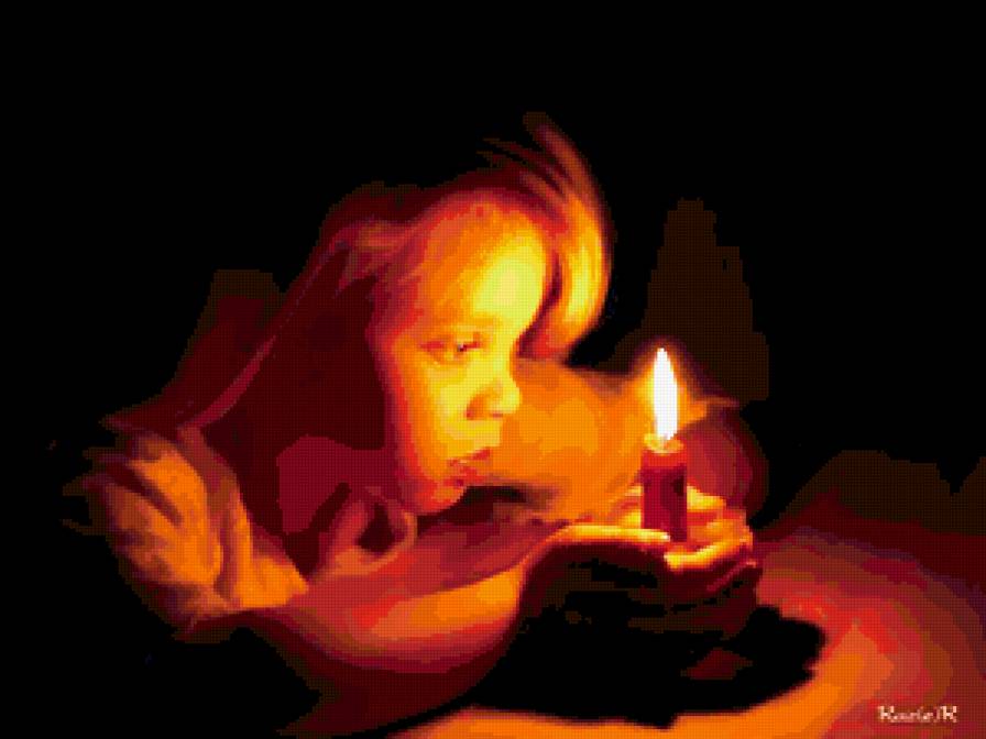 девочка со свечой большая - свеча, девочка - предпросмотр