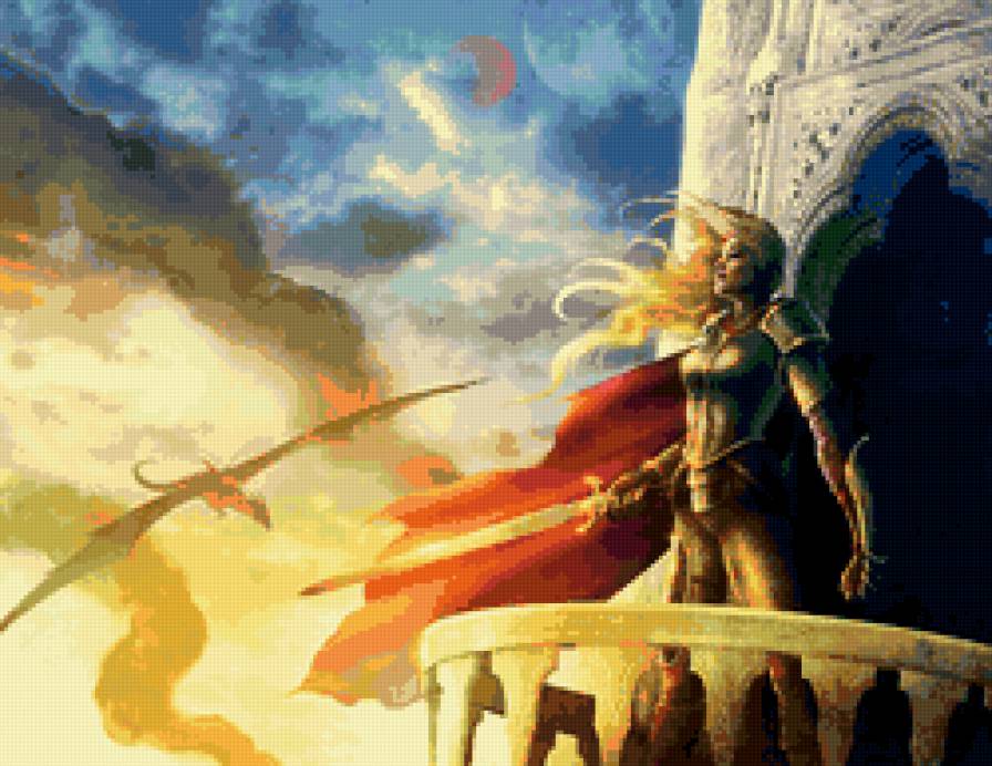 Lorana - небо, dragonlance, фэнтези, дракон - предпросмотр