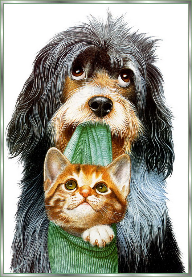 щенок и котенок - оригинал