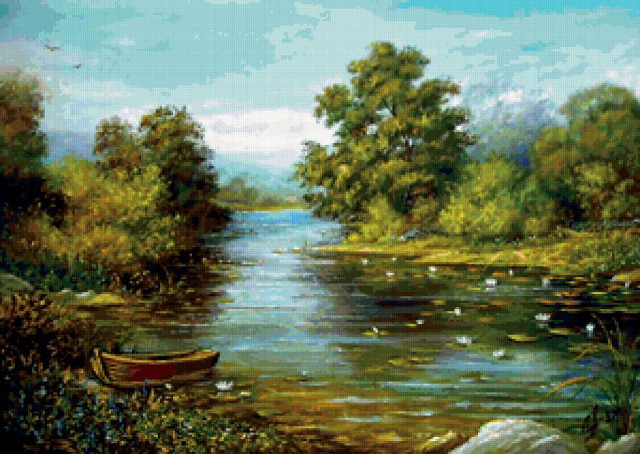 Пейзаж, лес, река - пейзаж, река, лес - предпросмотр