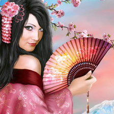 Схема вышивки «девушка с сакурой»