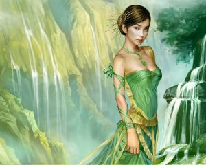 девушка в зеленом - фэнтази, девушка - оригинал