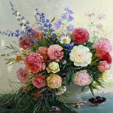 Схема вышивки «пионы»