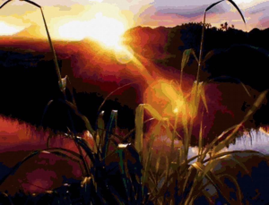 закат на реке - вечер, закат, река - предпросмотр