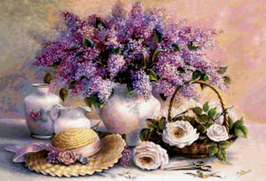 Сирень - букет, сирень, ваза, натюрморт - предпросмотр