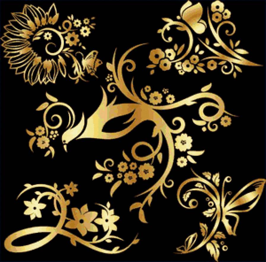 узор для подушки - узор, бабочка, подушка, цветы, орнамент - предпросмотр