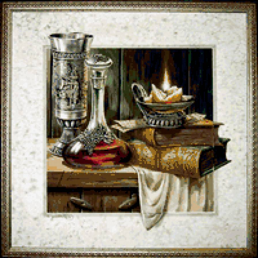 Натюрморт - книги, натюрморт, свеча - предпросмотр