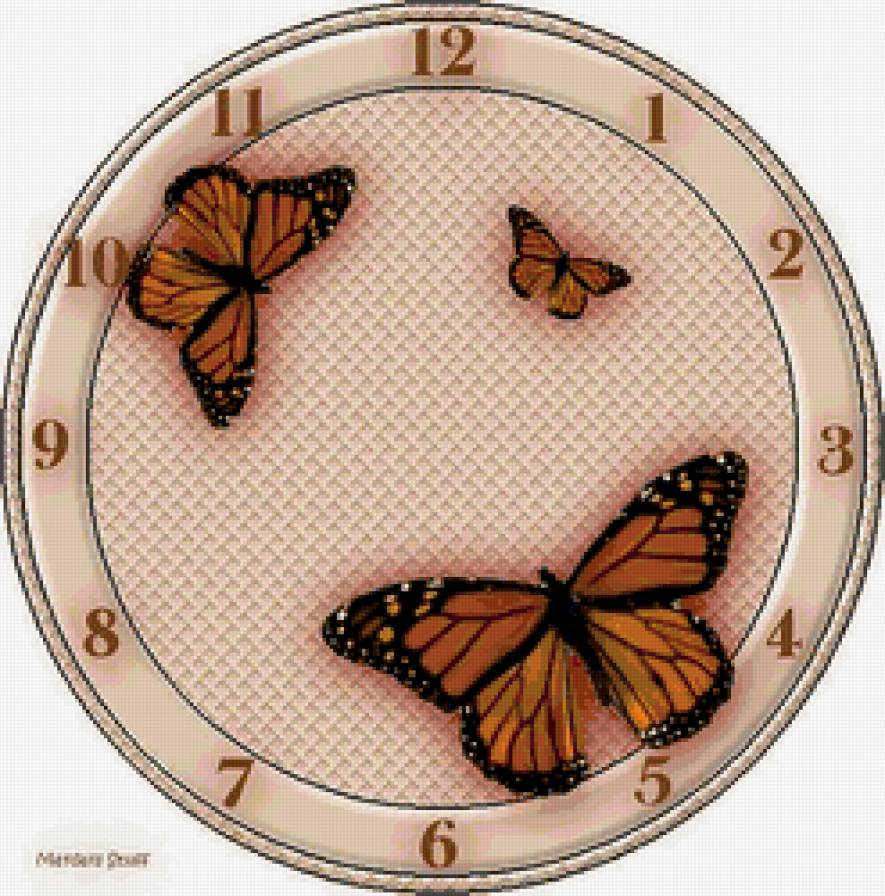 циферблат - на кухню, циферблат, бабочки - предпросмотр